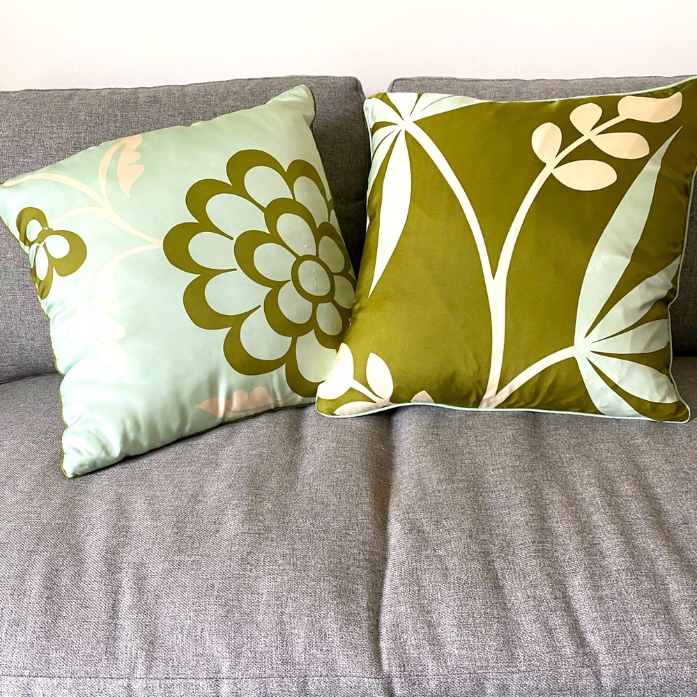 Thomas Paul 100%silk throw pillows 16” square